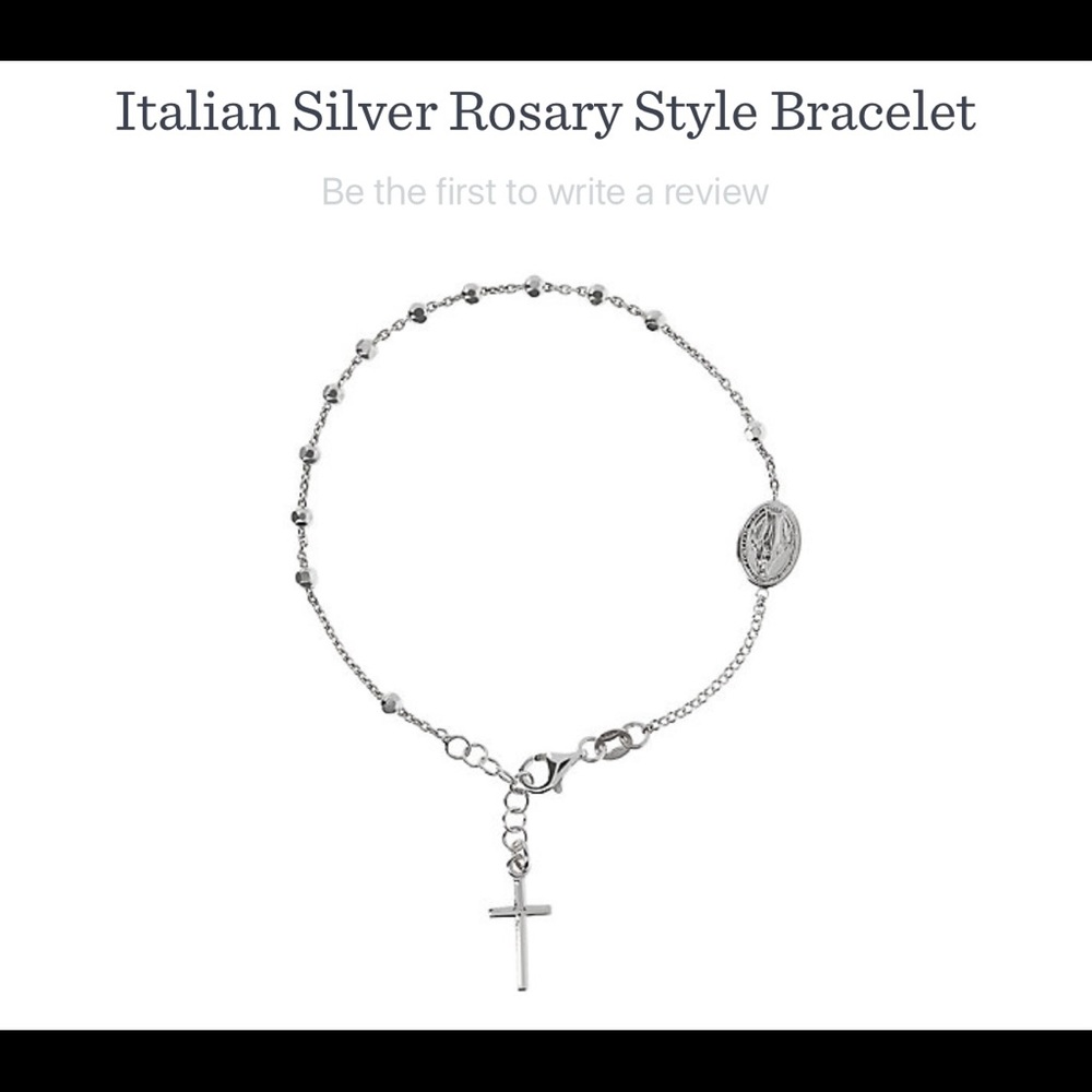 NEW Italian Sterling Silver Rosary Bracelet
